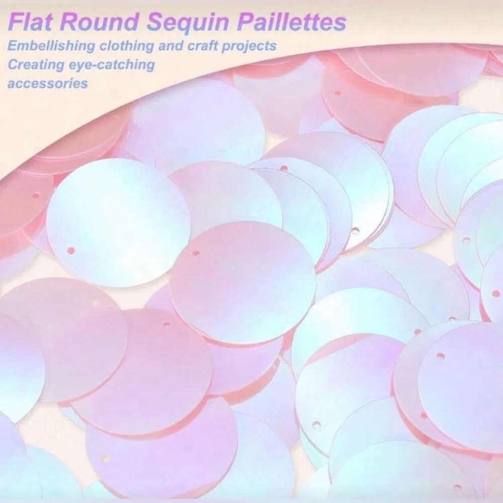 100 Pack 30mm Large Pink Round Sequins Single Hole Pailette DIY Sewing Craft